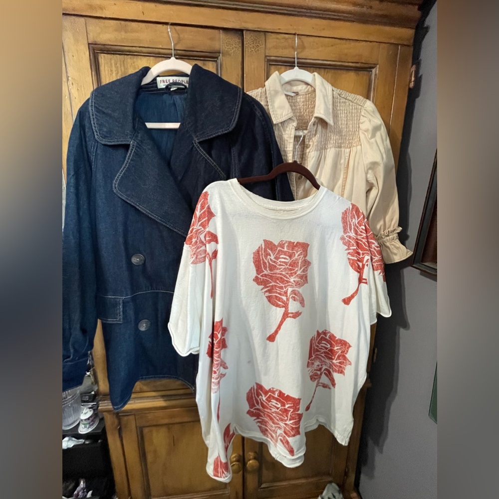 Free People Bundle. Lot of 2 tops and one denim jacket. NWT